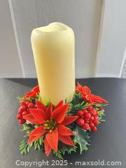 MaxSold Auction: Ivory Decorative Pillar Candle with Holiday Floral & Berry Wreath - London (Ontario, Canada) SELLER MANAGED Downsizing Online Auction - Charlotte Street