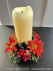 MaxSold Auction: Ivory Decorative Pillar Candle with Holiday Floral & Berry Wreath - London (Ontario, Canada) SELLER MANAGED Downsizing Online Auction - Charlotte Street