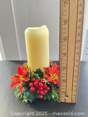 MaxSold Auction: Ivory Decorative Pillar Candle with Holiday Floral & Berry Wreath - London (Ontario, Canada) SELLER MANAGED Downsizing Online Auction - Charlotte Street