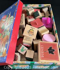 MaxSold Auction: Large lot of rubber stamps in box - London (Ontario, Canada) SELLER MANAGED Downsizing Online Auction - Charlotte Street