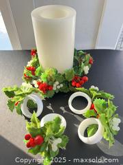 MaxSold Auction: LED candle with wreath & napkin rings - London (Ontario, Canada) SELLER MANAGED Downsizing Online Auction - Charlotte Street