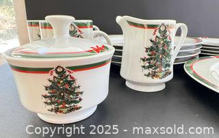MaxSold Auction: Porcelain Christmas dish set including serving plates, creamer, sugar bowl - London (Ontario, Canada) SELLER MANAGED Downsizing Online Auction - Charlotte Street