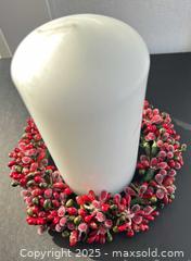 MaxSold Auction: Red &#38; Frosted White Candle Wreath with Pillar Candle - London (Ontario, Canada) SELLER MANAGED Downsizing Online Auction - Charlotte Street