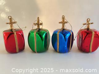 MaxSold Auction: Set of 4 Glass Gift-Shaped Christmas Tree Ornaments - London (Ontario, Canada) SELLER MANAGED Downsizing Online Auction - Charlotte Street