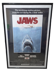 MaxSold Auction: 1975 Jaws One Sheet Movie Poster- Framed - Langley (British Columbia, Canada) SELLER MANAGED Reseller Online Auction - 68 Avenue