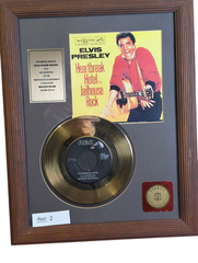 MaxSold Auction: 1989 Elvis Presley 24KT Gold Plated 45 Record Heartbreak Hotel/Jailhouse Rock Framed  - Langley (British Columbia, Canada) SELLER MANAGED Reseller Online Auction - 68 Avenue