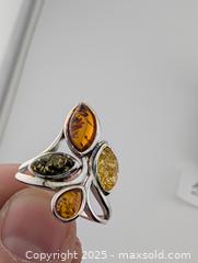 MaxSold Auction: Sterling Silver &#38; Amber Stone Ring - Langley (British Columbia, Canada) SELLER MANAGED Reseller Online Auction - 68 Avenue
