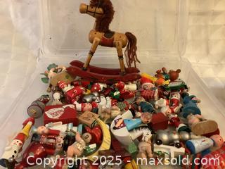 MaxSold Auction: Vintage lot of Christmas Wooden Figures and large Wooden Horse - San Jose (California, USA) SELLER MANAGED Downsizing Online Auction - Gretchen Lane