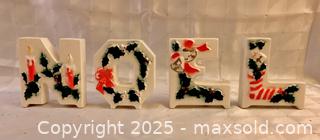MaxSold Auction: VINTAGE NOEL LETTERS CERAMIC CHRISTMAS CANDLE HOLDER SET LIPPER &#38; MANN JAPAN - San Jose (California, USA) SELLER MANAGED Downsizing Online Auction - Gretchen Lane