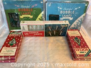MaxSold Auction: Vintage set of Foremost Industries 10 Candle, and Electrified Bubble Lamps and Icicles - San Jose (California, USA) SELLER MANAGED Downsizing Online Auction - Gretchen Lane