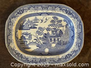 MaxSold Auction: Antique Baggaley Blue and White China Ironstone Stoneware Serving Platter  - Victoria (British Columbia, Canada) SELLER MANAGED Moving Online Auction - Toronto Street