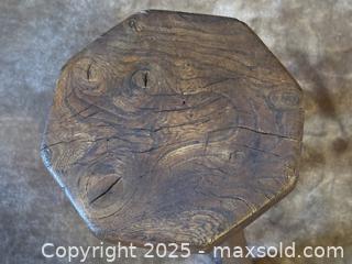 MaxSold Auction: Antique Knotted Oak Octagonal Three-Legged Stool - Victoria (British Columbia, Canada) SELLER MANAGED Moving Online Auction - Toronto Street