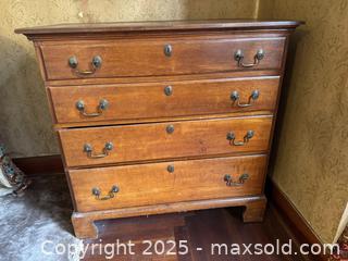 MaxSold Auction:  New England Cherry 4-Drawer Chippendale Chest - Victoria (British Columbia, Canada) SELLER MANAGED Moving Online Auction - Toronto Street