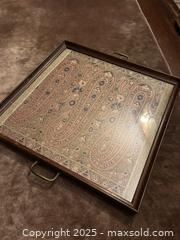 MaxSold Auction: Vintage Framed Platter with Inset Paisley Brocade Shawl  - Victoria (British Columbia, Canada) SELLER MANAGED Moving Online Auction - Toronto Street