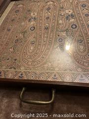 MaxSold Auction: Vintage Framed Platter with Inset Paisley Brocade Shawl  - Victoria (British Columbia, Canada) SELLER MANAGED Moving Online Auction - Toronto Street
