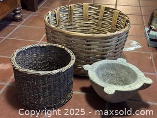 MaxSold Auction: Vintage Wicker Baskets and Pestle  - Victoria (British Columbia, Canada) SELLER MANAGED Moving Online Auction - Toronto Street