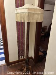 MaxSold Auction: Vintage Wooden Floor Lamp with Pleated Fabric Shade  - Victoria (British Columbia, Canada) SELLER MANAGED Moving Online Auction - Toronto Street