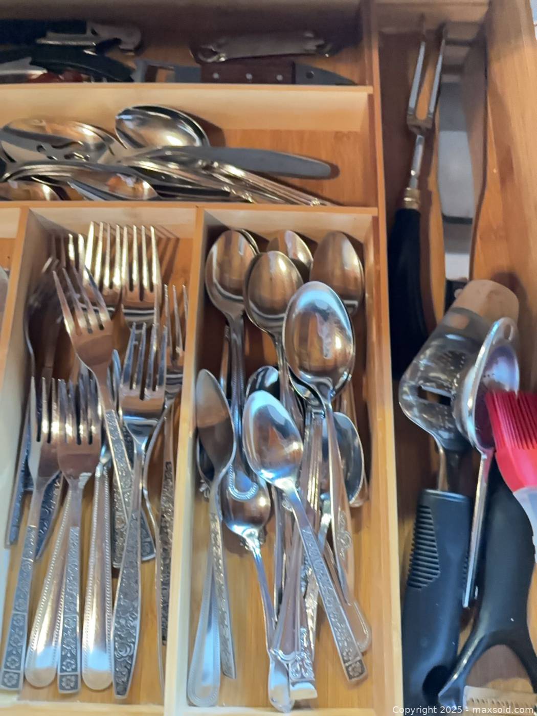 Assorted stainless flatware, kitchen knives and utensils | Maxsold