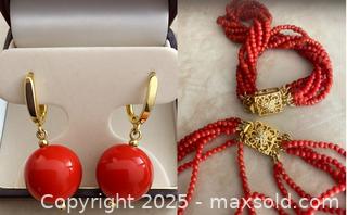 MaxSold Auction: Genuine Coral Bead Necklace and 14K Gold Earrings Set - Brampton (Ontario, Canada) SELLER MANAGED Estate Sale Online Auction - Pinellas Drive