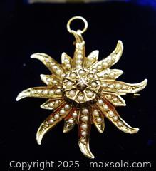 MaxSold Auction: Antique 14K Seed Pearl & Diamond Starburst Brooch / Pendant - Aurora (Ontario, Canada) PARTNER MANAGED Downsizing Online Auction - Murray Drive