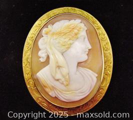MaxSold Auction: Superb Antique 14K Solid Gold Cameo Brooch / Pendant - Aurora (Ontario, Canada) PARTNER MANAGED Downsizing Online Auction - Murray Drive