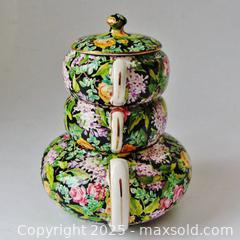 MaxSold Auction: Vintage Chintz Stacking Teapot Lord Nelson / BCM Ware 'Black Beauty'   - Aurora (Ontario, Canada) PARTNER MANAGED Downsizing Online Auction - Murray Drive