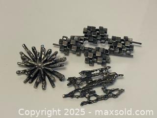 MaxSold Auction: Lot of Three Abstract Brutalist Brooches  - Toronto (Ontario, Canada) PARTNER MANAGED Estate Sale Online Auction - Dundas Street W (STORAGE)