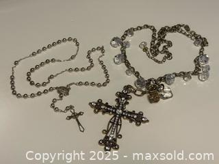 MaxSold Auction: Pair of Costume Jewelry + Sterling Silver Rosary Bead Cross Pendant Necklaces - Toronto (Ontario, Canada) PARTNER MANAGED Estate Sale Online Auction - Dundas Street West (STORAGE)
