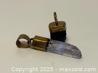 MaxSold Auction: Pair of Rough Tourmaline Crystal Pendants  - Toronto (Ontario, Canada) PARTNER MANAGED Estate Sale Online Auction - Dundas Street West (STORAGE)