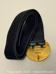 MaxSold Auction: Vintage de Passille Sylvestre 1970's Black Suede Belt with Blue + Green Enamel Buckle  - Toronto (Ontario, Canada) PARTNER MANAGED Estate Sale Online Auction - Dundas Street West (STORAGE)