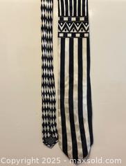 MaxSold Auction: Vintage Gianni Versace Black &#38; White Silk Tie in Striped Geometric Pattern - Toronto (Ontario, Canada) PARTNER MANAGED Estate Sale Online Auction - Dundas Street W (STORAGE)