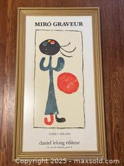 MaxSold Auction: Vintage Joan Miró Framed Gallery Poster - Lelong  - Toronto (Ontario, Canada) PARTNER MANAGED Estate Sale Online Auction - Dundas Street W (STORAGE)