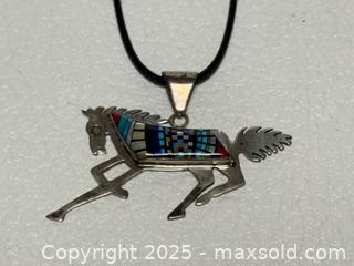 MaxSold Auction: Vintage Sterling + Gemstone Inlaid Horse Pendant  - Toronto (Ontario, Canada) PARTNER MANAGED Estate Sale Online Auction - Dundas Street W (STORAGE)