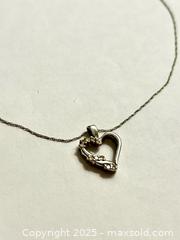 MaxSold Auction: 10K white gold necklace with heart pendant. - Mississauga (Ontario, Canada) SELLER MANAGED Downsizing Online Auction - Neris Court