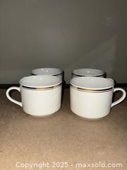 MaxSold Auction: Mixed Porcelain Dinnerware Set — White with Black Band &#38; Gold Rim - Warwick (Rhode Island, USA) SELLER MANAGED Reseller Online Auction - Warwick Avenue