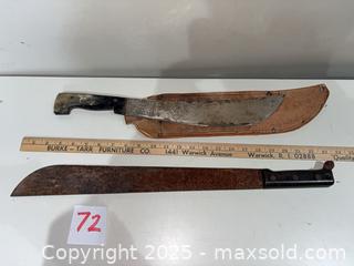 MaxSold Auction: Two Large Vintage Blades — Machete and Large Hunting/Cleaver  - Warwick (Rhode Island, USA) SELLER MANAGED Reseller Online Auction - Warwick Avenue