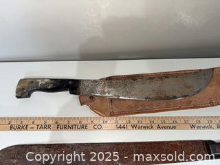 MaxSold Auction: Two Large Vintage Blades — Machete and Large Hunting/Cleaver  - Warwick (Rhode Island, USA) SELLER MANAGED Reseller Online Auction - Warwick Avenue
