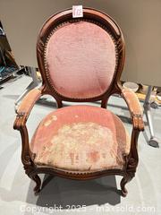 MaxSold Auction: Upholstered Carved Wood Armchair, Louis/Victorian Style, Pink - Warwick (Rhode Island, USA) SELLER MANAGED Reseller Online Auction - Warwick Avenue