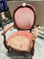 MaxSold Auction: Upholstered Carved Wood Armchair, Louis/Victorian Style, Pink - Warwick (Rhode Island, USA) SELLER MANAGED Reseller Online Auction - Warwick Avenue
