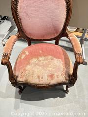 MaxSold Auction: Upholstered Carved Wood Armchair, Louis/Victorian Style, Pink - Warwick (Rhode Island, USA) SELLER MANAGED Reseller Online Auction - Warwick Avenue