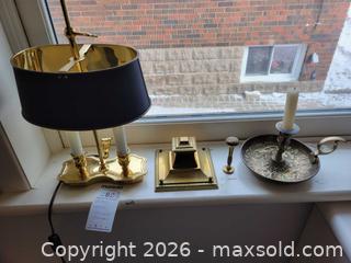 MaxSold Auction: Brass lamp, inkwell, and stamper. - Hamilton (Ontario, Canada) PARTNER MANAGED Estate Sale Online Auction - Parkview Drive