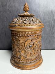 MaxSold Auction: INCREDIBLE! Carved Wood Lidded Tobacco/Humidor Jar  - Victoria (British Columbia, Canada) PARTNER MANAGED Estate Sale Online Auction PART 2 - Bay Street