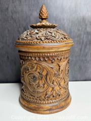 MaxSold Auction: INCREDIBLE! Carved Wood Lidded Tobacco/Humidor Jar  - Victoria (British Columbia, Canada) PARTNER MANAGED Estate Sale Online Auction PART 2 - Bay Street