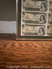 MaxSold Auction: Framed Uncut Canadian One Dollar Bills - Hamilton (Ontario, Canada) SELLER MANAGED Downsizing Online Auction - Crumlin Lane