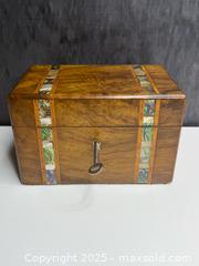 MaxSold Auction: Antique Victorian Olive Wood &#38; Abalone Shell Inlaid Tea Caddy - W/ Key - Victoria (British Columbia, Canada) PARTNER MANAGED Estate Sale Online Auction PART 1 - Bay Street