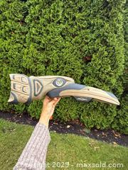 MaxSold Auction: INCREDIBLE! Large Northwest Coast Indigenous Carved Cedar Raven Plaque - Signed  - Victoria (British Columbia, Canada) PARTNER MANAGED Estate Sale Online Auction PART 1 - Bay Street