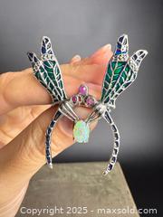 MaxSold Auction: INCREDIBLE! Sterling Silver &#38; Ruby &#38; Enamel Plique A Jour Dragonfly Brooch/Pendant  - Victoria (British Columbia, Canada) PARTNER MANAGED Estate Sale Online Auction PART 1 - Bay Street