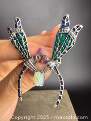 MaxSold Auction: INCREDIBLE! Sterling Silver &#38; Ruby &#38; Enamel Plique A Jour Dragonfly Brooch/Pendant  - Victoria (British Columbia, Canada) PARTNER MANAGED Estate Sale Online Auction PART 1 - Bay Street