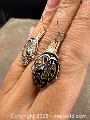 MaxSold Auction: Northwest Coast Indigenous Sterling Silver, Gold &#38; Copper Killer Whale Orca Earrings  - Victoria (British Columbia, Canada) PARTNER MANAGED Estate Sale Online Auction PART 1 - Bay Street