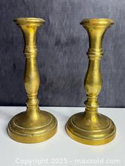 MaxSold Auction: Pair of 18th Century European Solid Brass Candlesticks (Very Heavy!) - Victoria (British Columbia, Canada) PARTNER MANAGED Estate Sale Online Auction PART 1 - Bay Street
